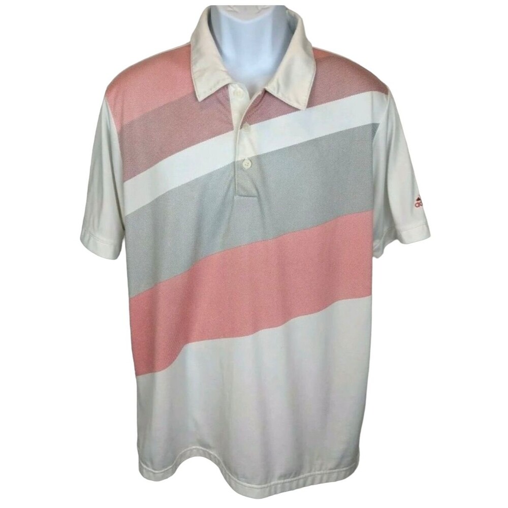 Adidas Men's Climalite SS Golf White / Red Polo Shirt Size L Preppy Casual